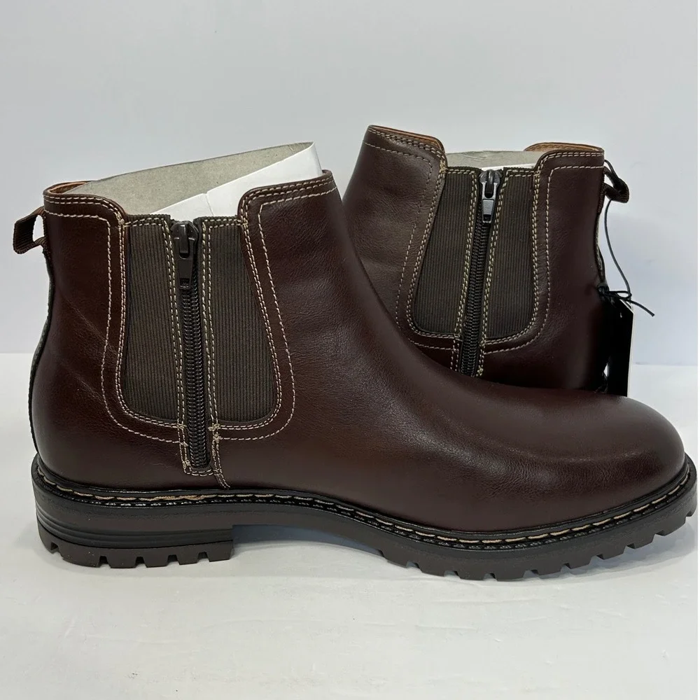 Madden NYC M Muse Mens Chelsea Boots Brown Lug Sole Zip Up MNMN45AM230 Size 11
